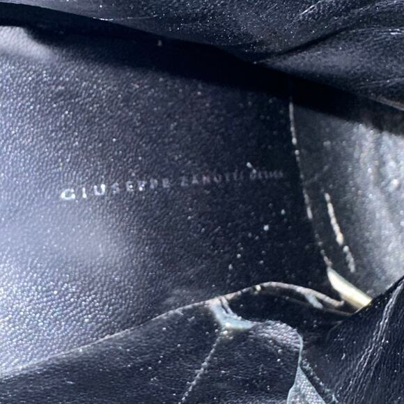 Giuseppe Zanotti Black Suede Animal Print Hide Cindy Wedge Heeled Boots Size 9.5 - Picture 4 of 16